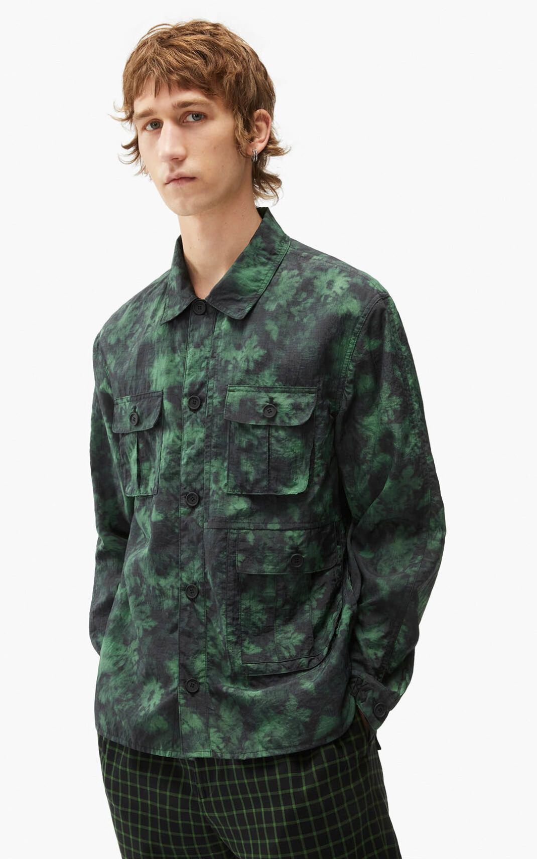 Camisa Kenzo Ghost Flower Hombre Verde Oscuro - SKU.2125048